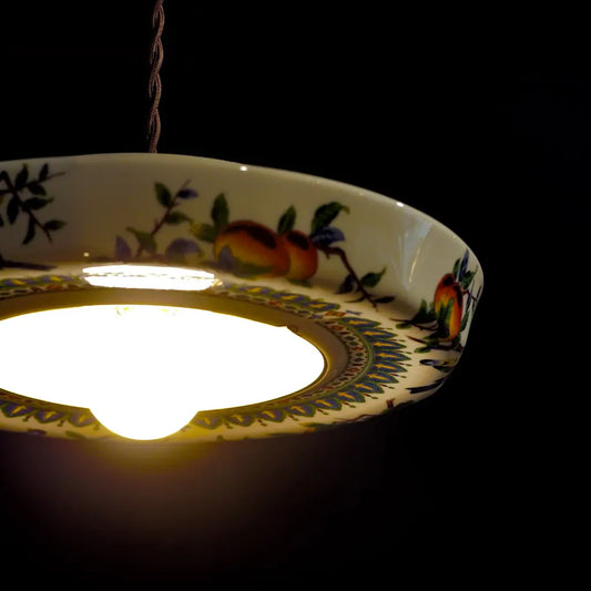 九谷焼|俊山|柿の実|鳥|ペンダントライト