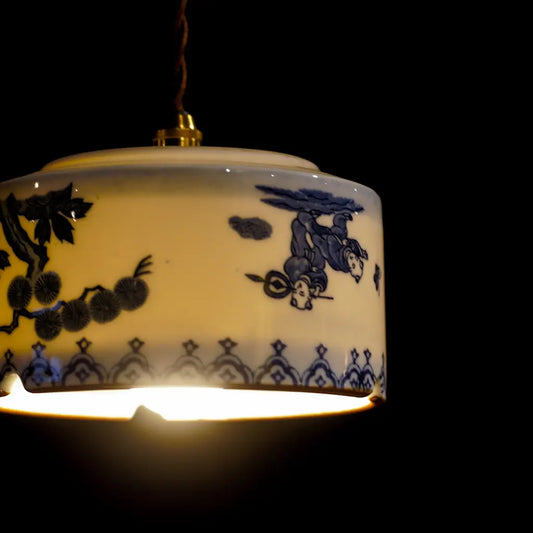 鍋島焼|唐子|染付|透過|ペンダントライト