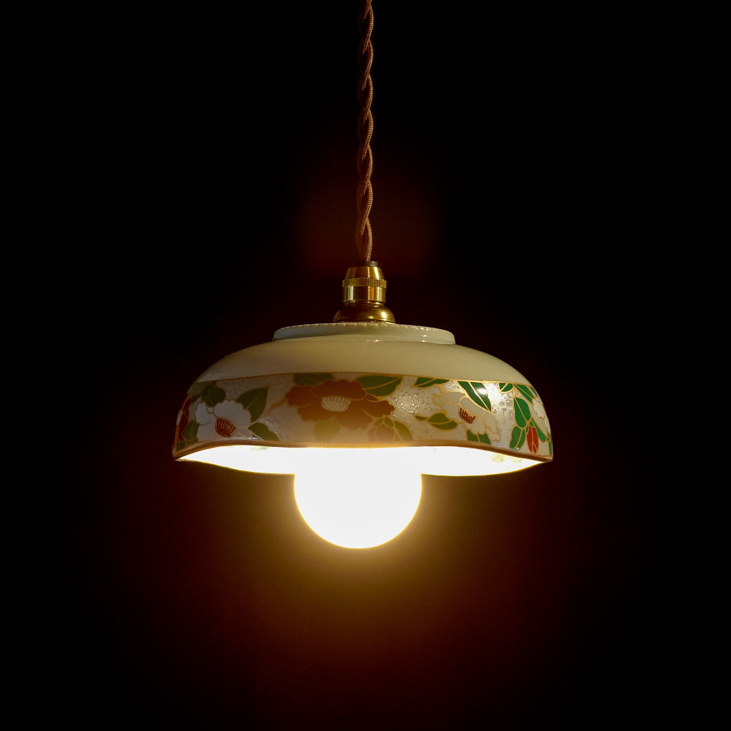 有田焼｜和光園｜山茶花｜鉢｜ペンダントライト – アップサイクル照明