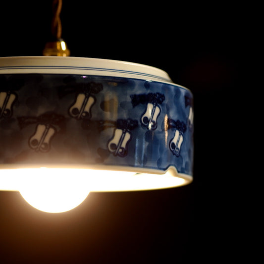 有田焼|定窯|染付|軍配|ペンダントライト