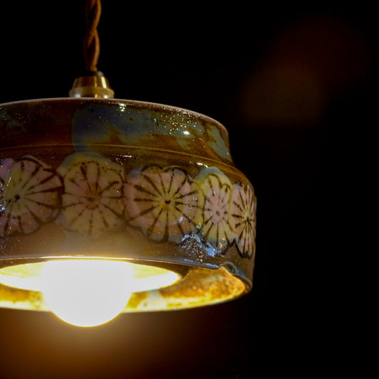 作地未詳|土物|花柄|ペンダントライト