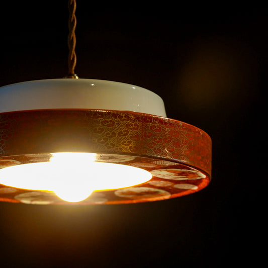 九谷焼|九谷美泉|赤絵|金彩|ペンダントライト