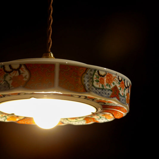 美濃焼|陶峰|菊花|唐草|ペンダントライト