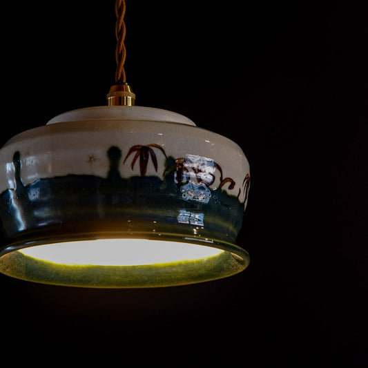 織部焼?|陶山|茶道具|建水|ペンダントライト