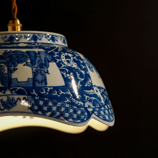 作地未詳|骨董|染付|深鉢|ペンダントライト