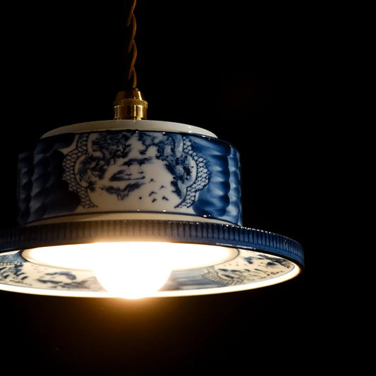 有田焼|清陶苑|山水図|染付|ペンダントライト