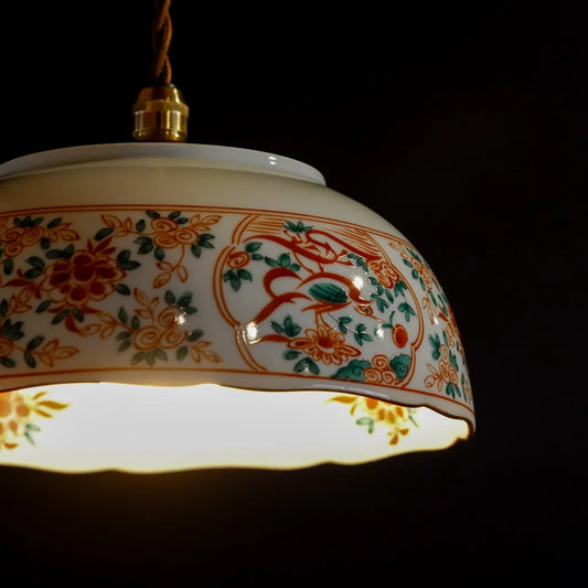 作地未詳|たち吉|赤絵・鉢|ペンダントライト