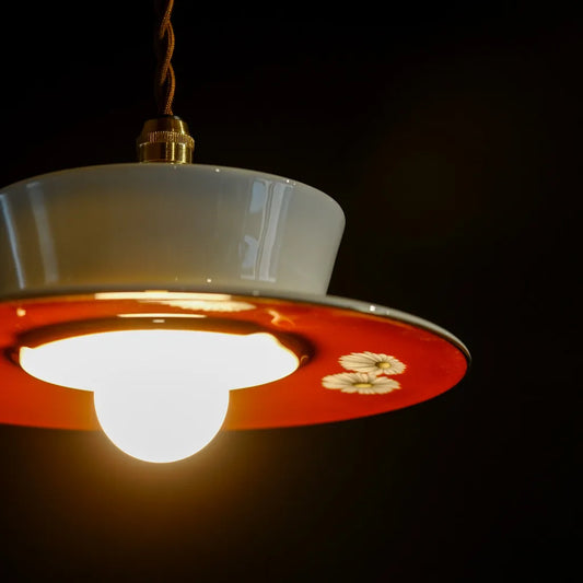 ノリタケ|朱地|白菊|ペンダントライト