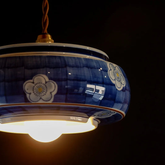 有田焼|染付|小花|ペンダントライト