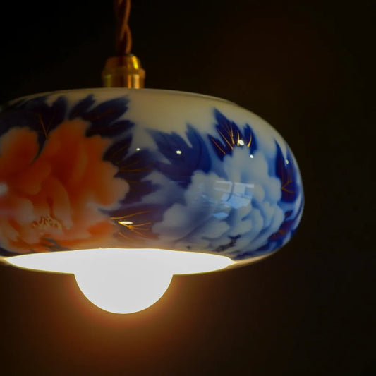 有田焼|深川製磁|紅白牡丹|ペンダントライト