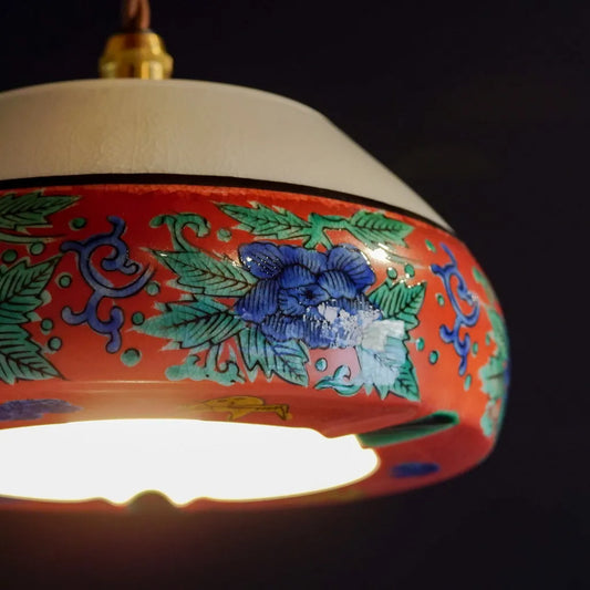 九谷焼|九谷松寿|牡丹・花鳥|ペンダントライト
