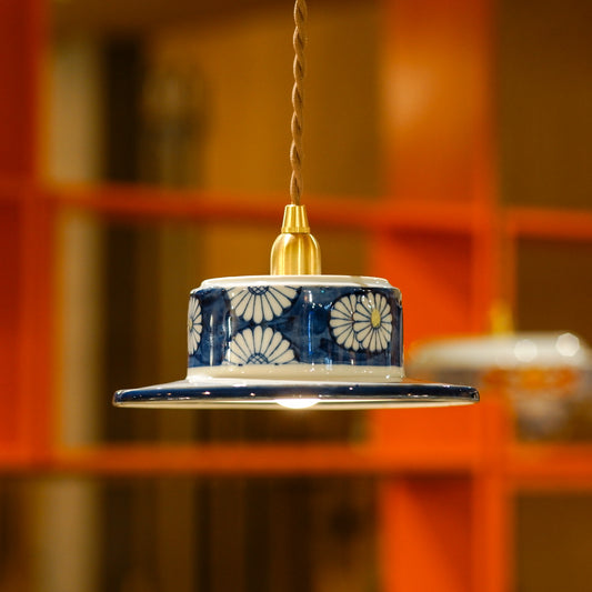 作地未詳|白菊|染付|ペンダントライト