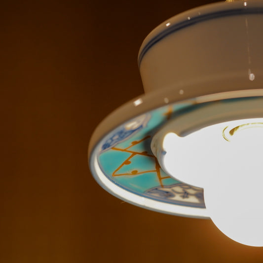 有田焼|金緑色・山水|ペンダントライト