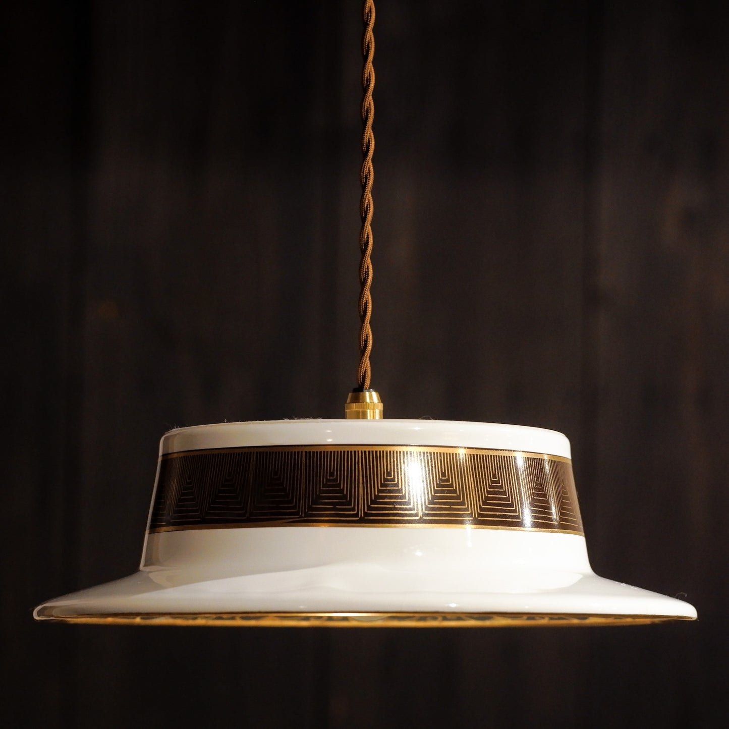 Kutani ware | Kutani Koryu | Blue grain | Gold decoration | Large plate | Pendant light