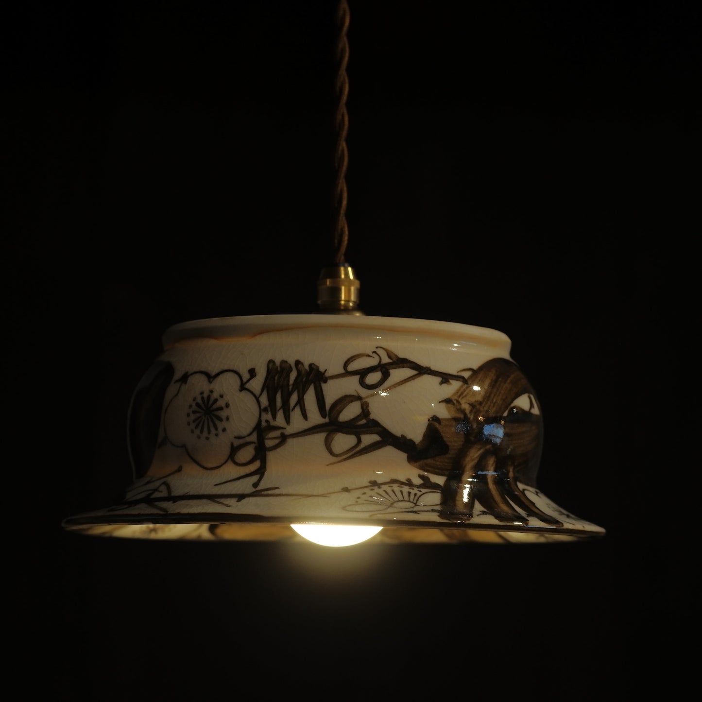 Mino ware(?) | Plum blossoms | Handcrafted | Pendant light
