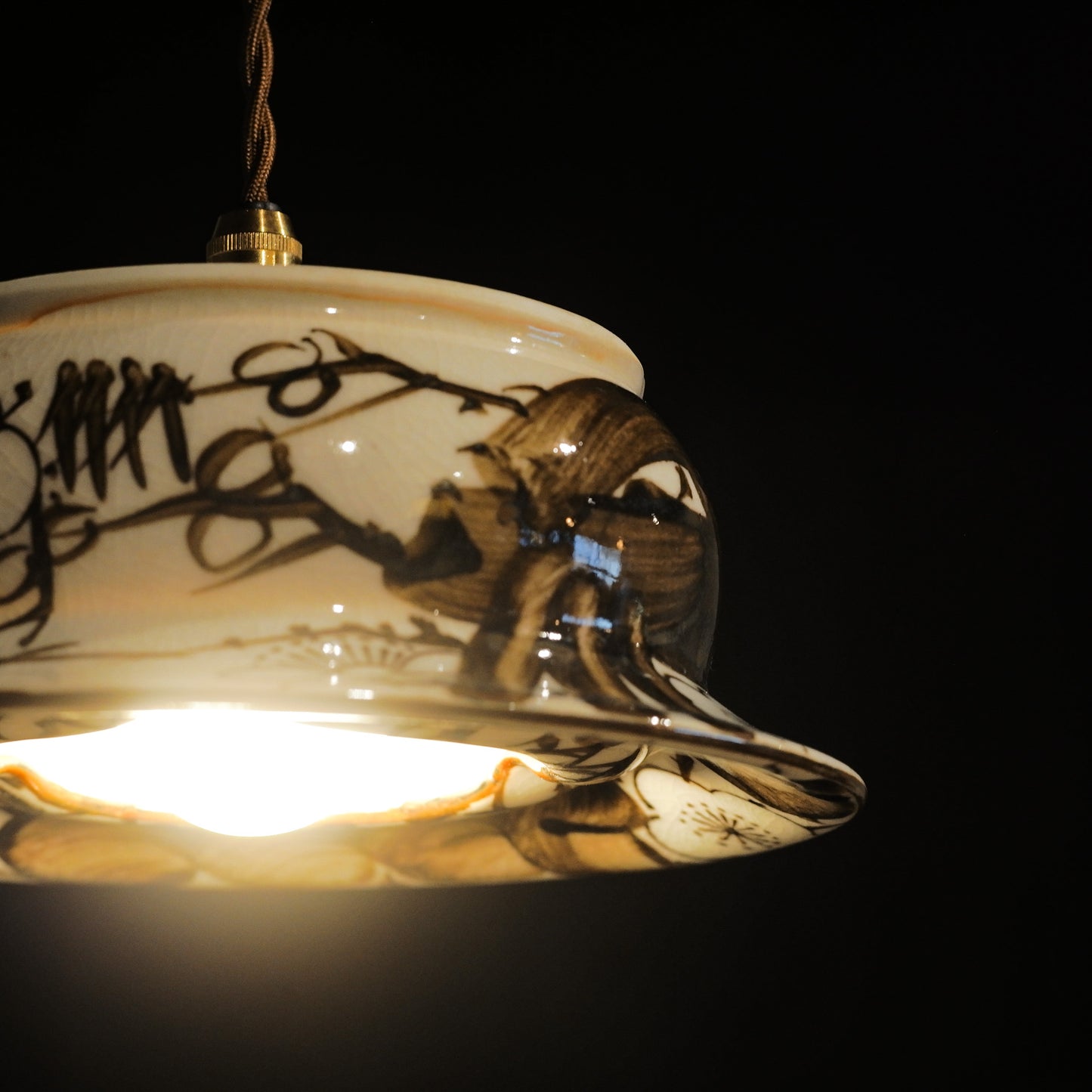 Mino ware(?) | Plum blossoms | Handcrafted | Pendant light