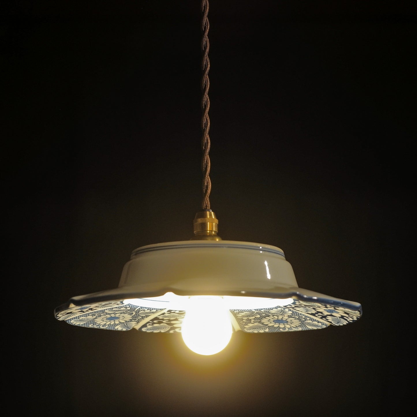 Arita ware | Eizan | Indigo | Flowers | Pendant light