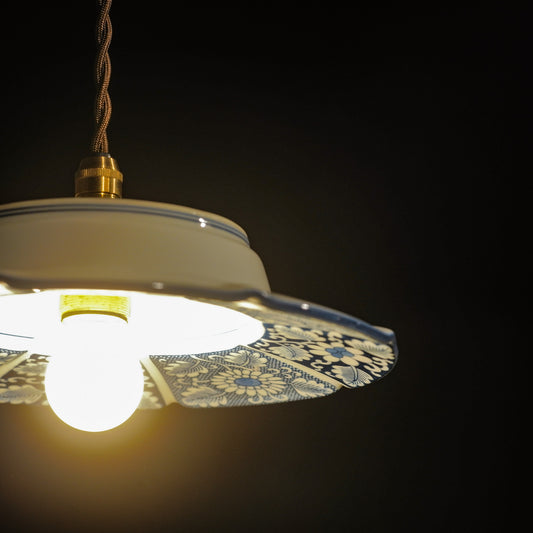 有田焼|栄山|藍色|花々|ペンダントライト