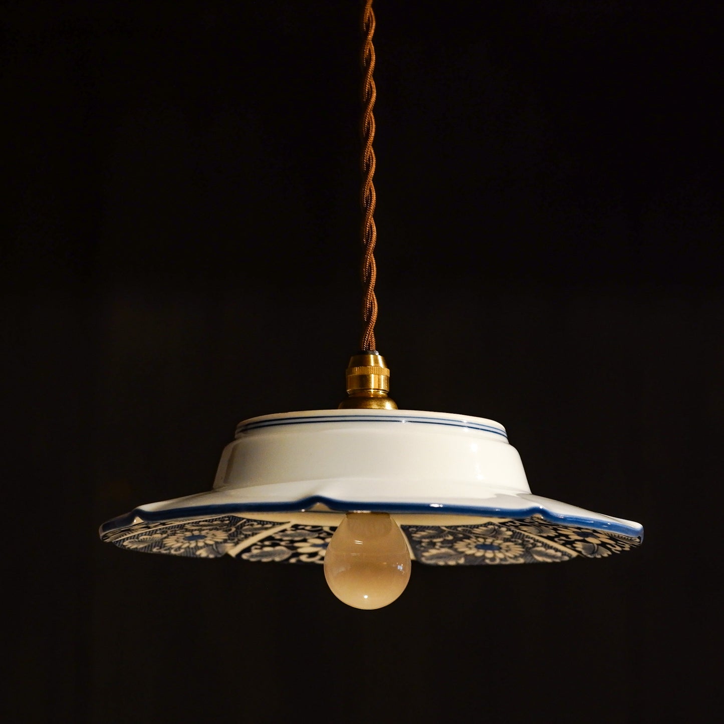 Arita ware | Eizan | Indigo | Flowers | Pendant light