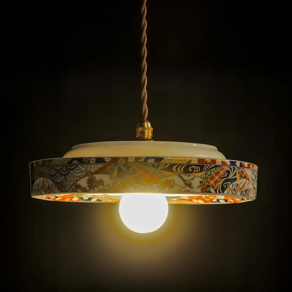 美濃焼｜松峰｜友禅古伊万里｜ペンダントライト – アップサイクル照明