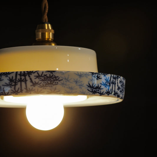 作地未詳|染付|竹|ペンダントライト