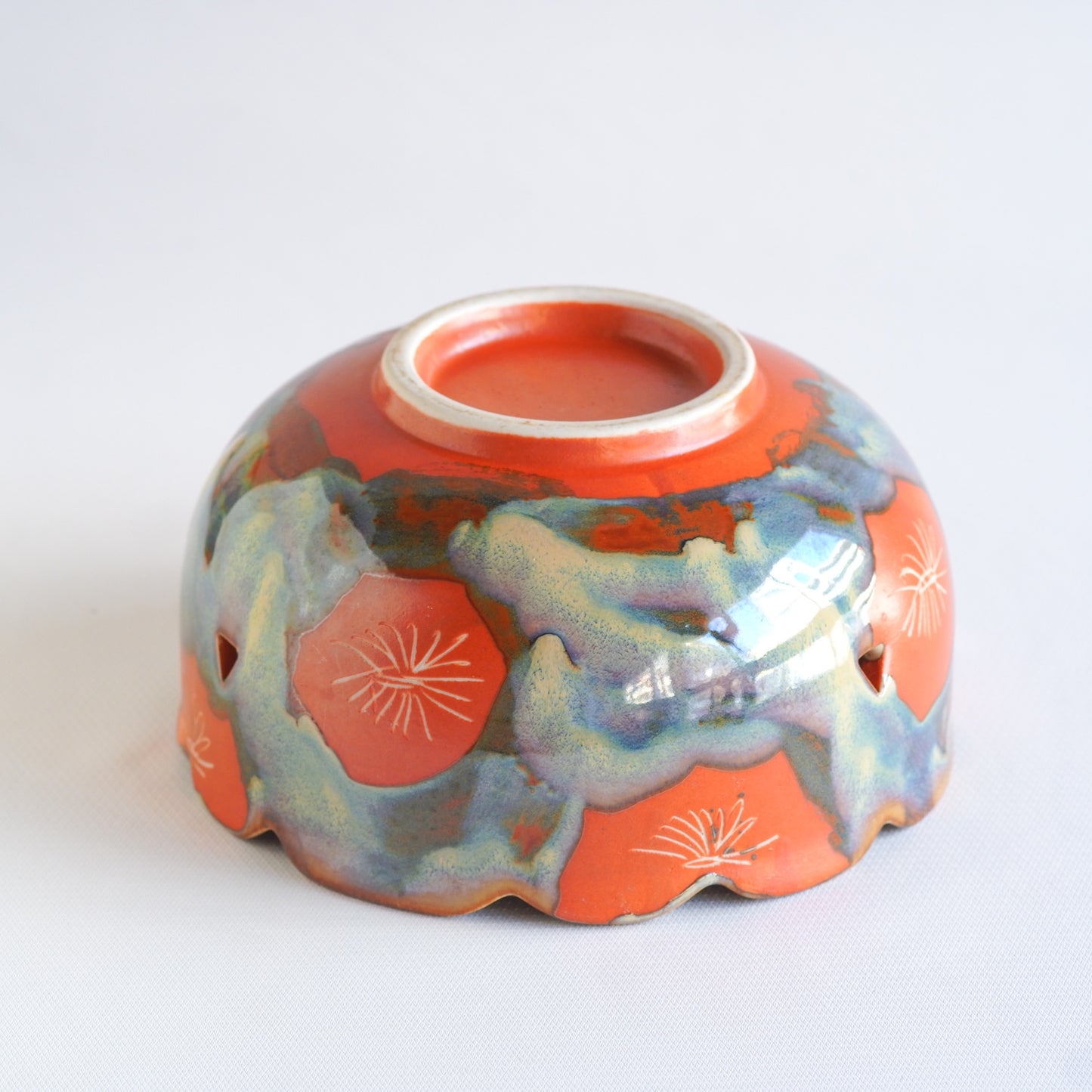 美濃焼|朱・釉薬|菓子鉢|ペンダントライト