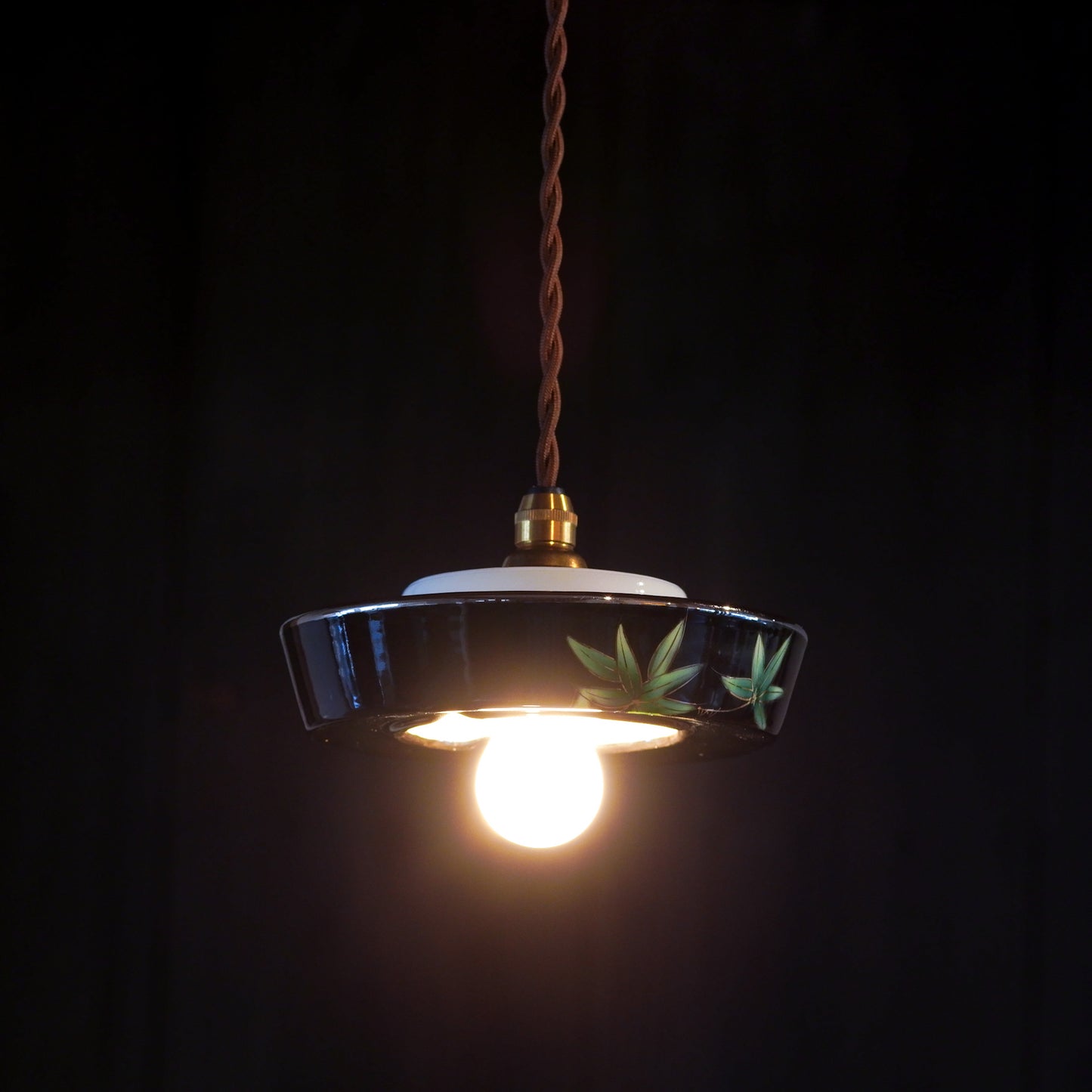 Shippo ware | Bamboo and sparrow | Black gloss | Pendant light