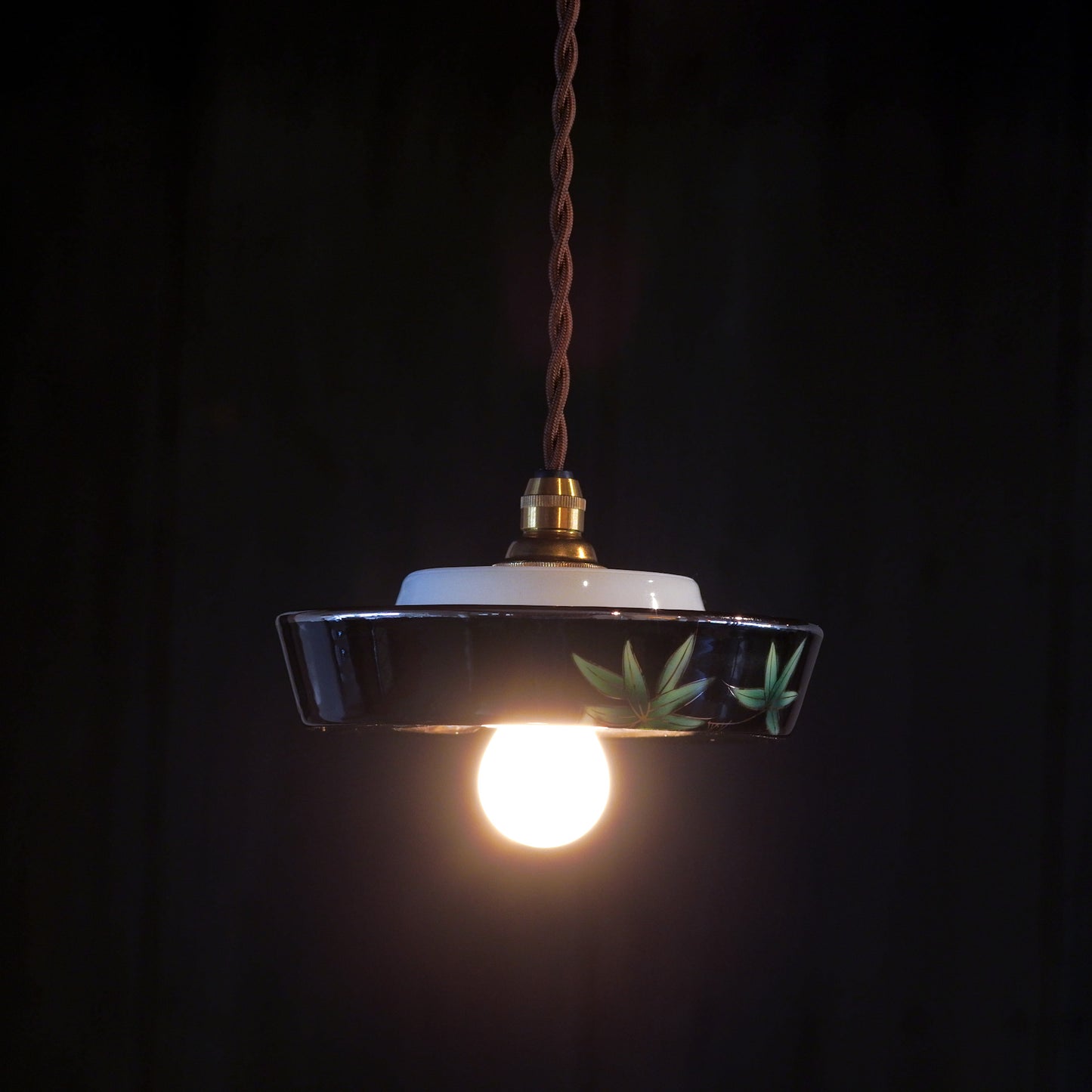 Shippo ware | Bamboo and sparrow | Black gloss | Pendant light