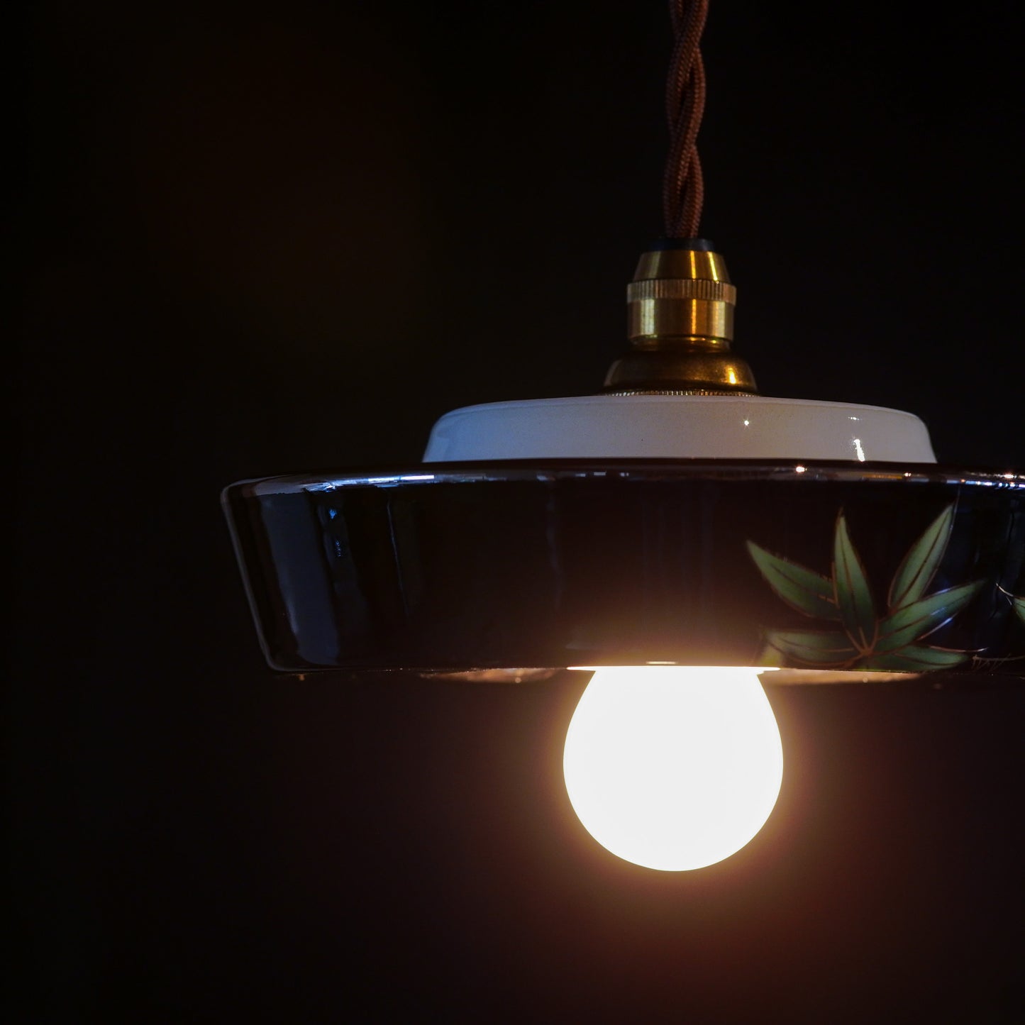 Shippo ware | Bamboo and sparrow | Black gloss | Pendant light