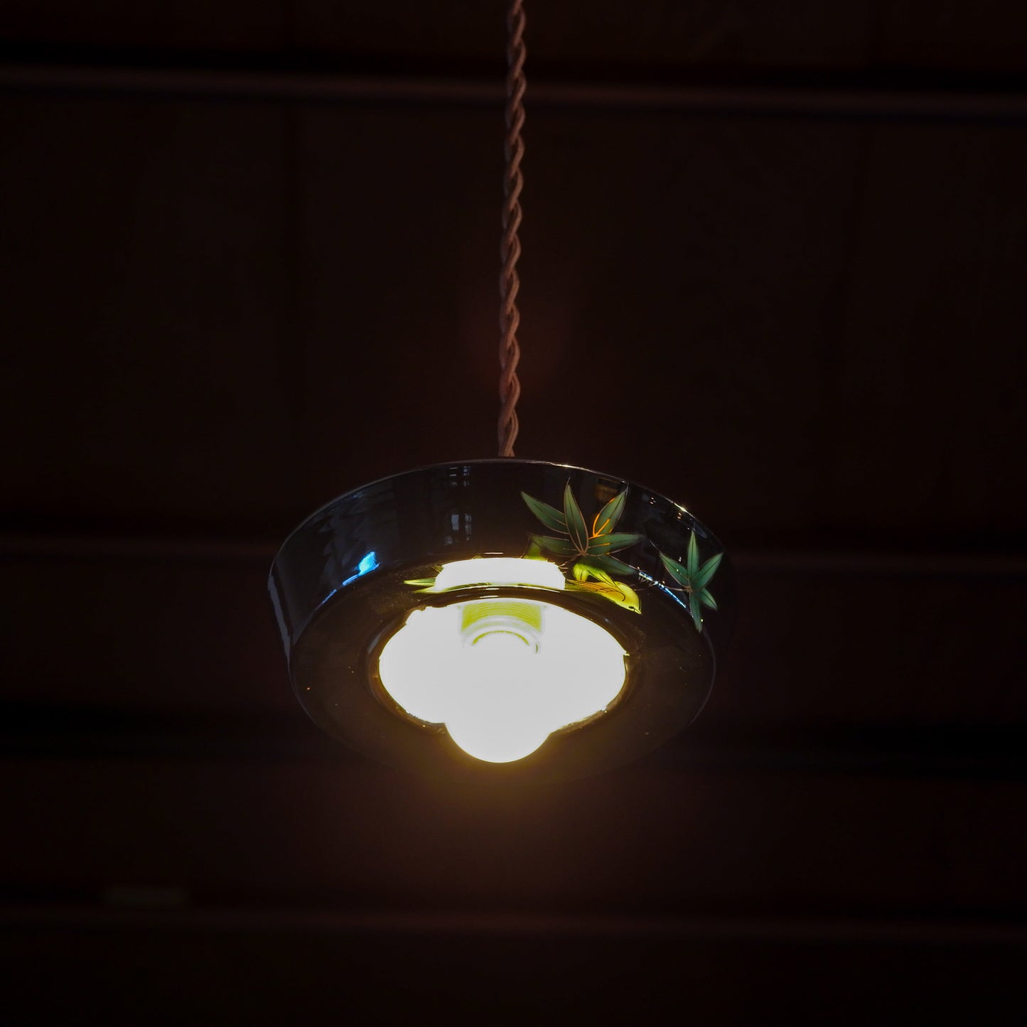 Shippo ware | Bamboo and sparrow | Black gloss | Pendant light