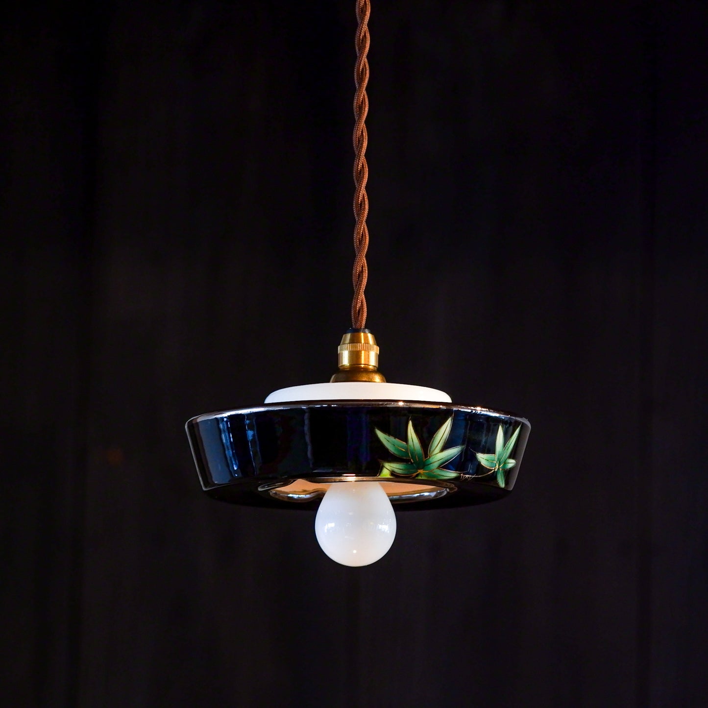 Shippo ware | Bamboo and sparrow | Black gloss | Pendant light