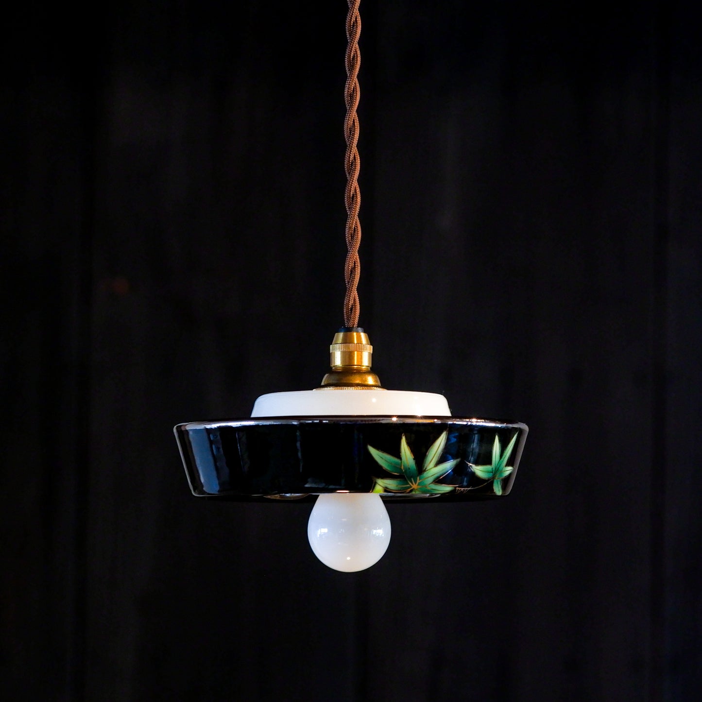Shippo ware | Bamboo and sparrow | Black gloss | Pendant light