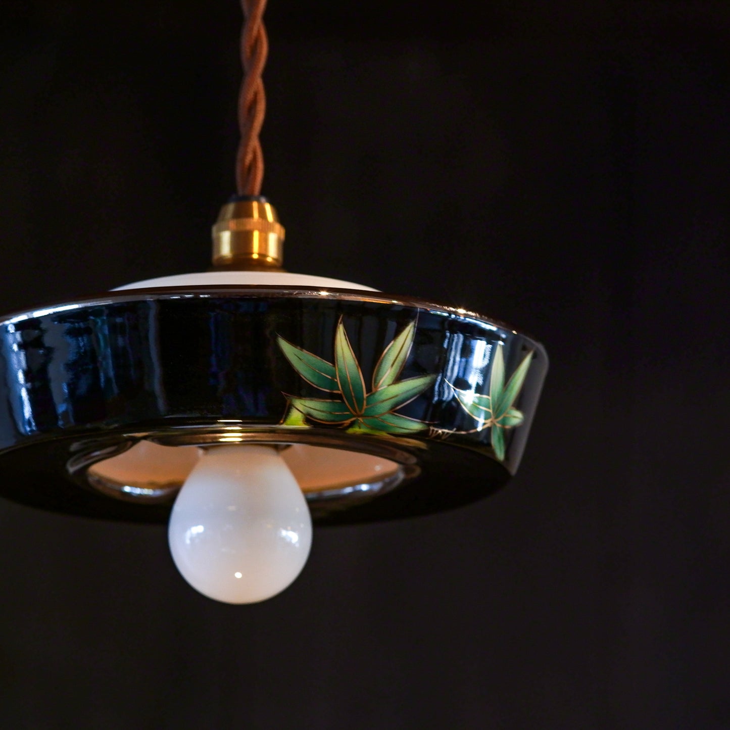 Shippo ware | Bamboo and sparrow | Black gloss | Pendant light