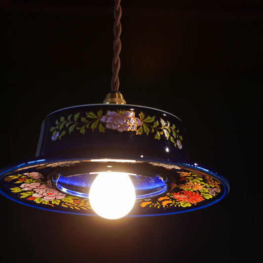 九谷焼|明陶|牡丹・菊・梅|瑠璃|ペンダントライト