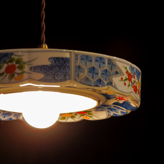 有田焼|陶寿|幾何学|花模様|ペンダントライト