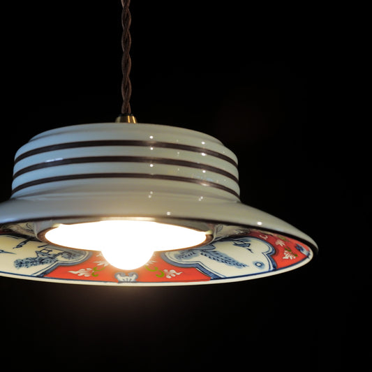 有田焼|龍|山水文|赤・青|ペンダントライト
