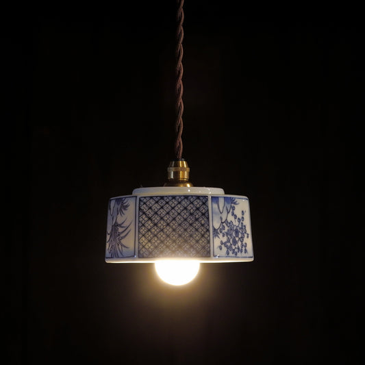 美濃焼|陶楽|青海波|網目模様|ペンダントライト
