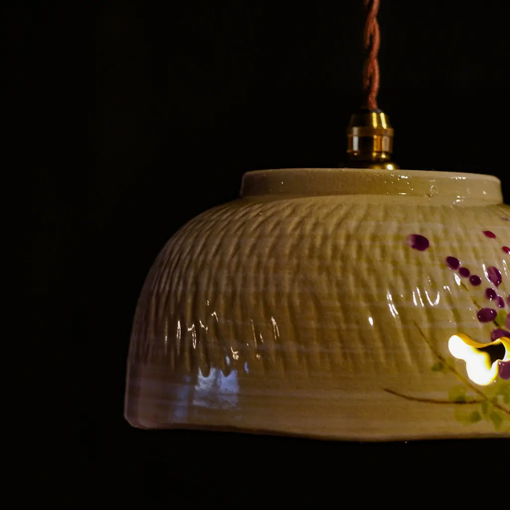 清水焼｜井泉｜藤｜菓子鉢｜ペンダントライト