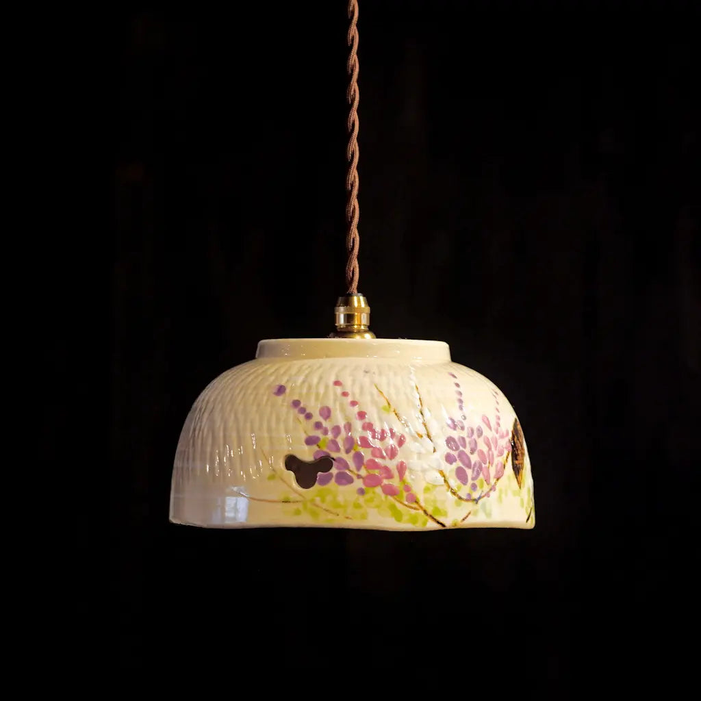 清水焼｜井泉｜藤｜菓子鉢｜ペンダントライト