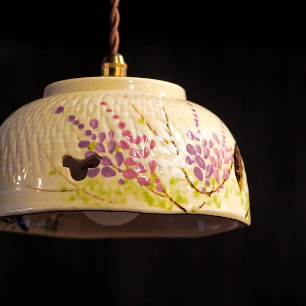 清水焼｜井泉｜藤｜菓子鉢｜ペンダントライト