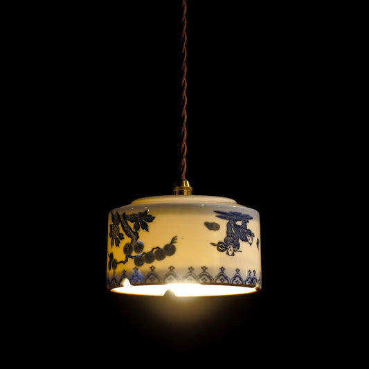 鍋島焼｜唐子｜染付｜透過｜ペンダントライト