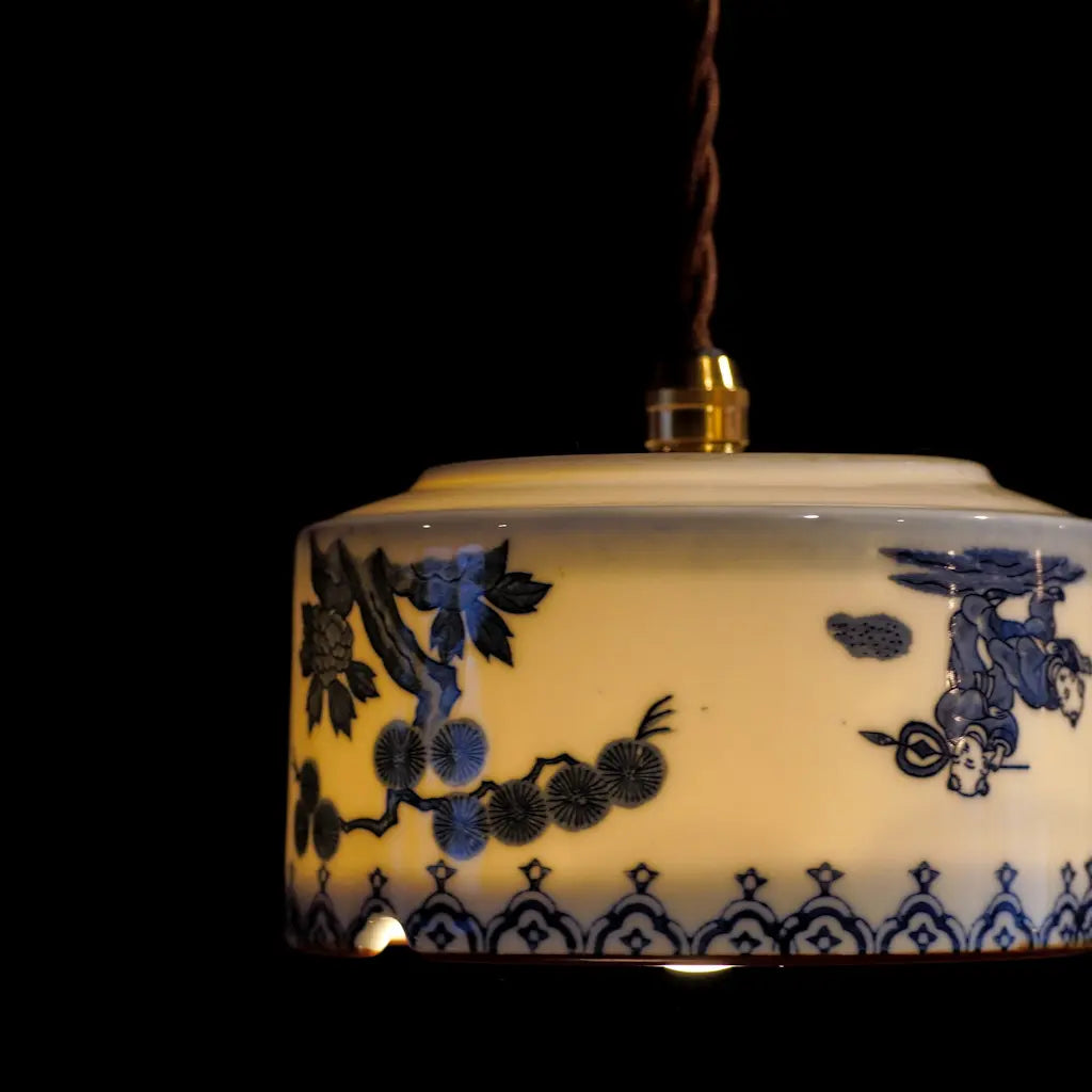 鍋島焼｜唐子｜染付｜透過｜ペンダントライト