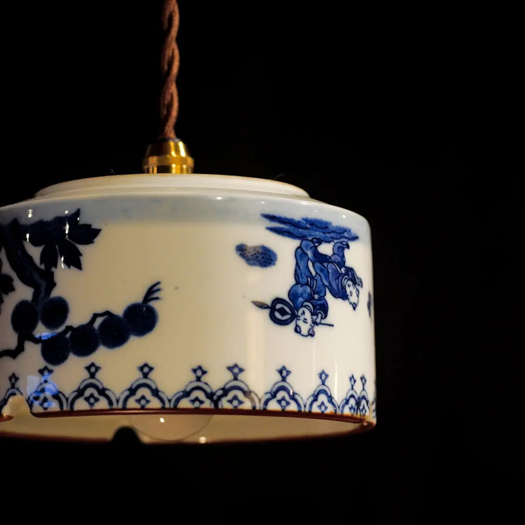 鍋島焼｜唐子｜染付｜透過｜ペンダントライト