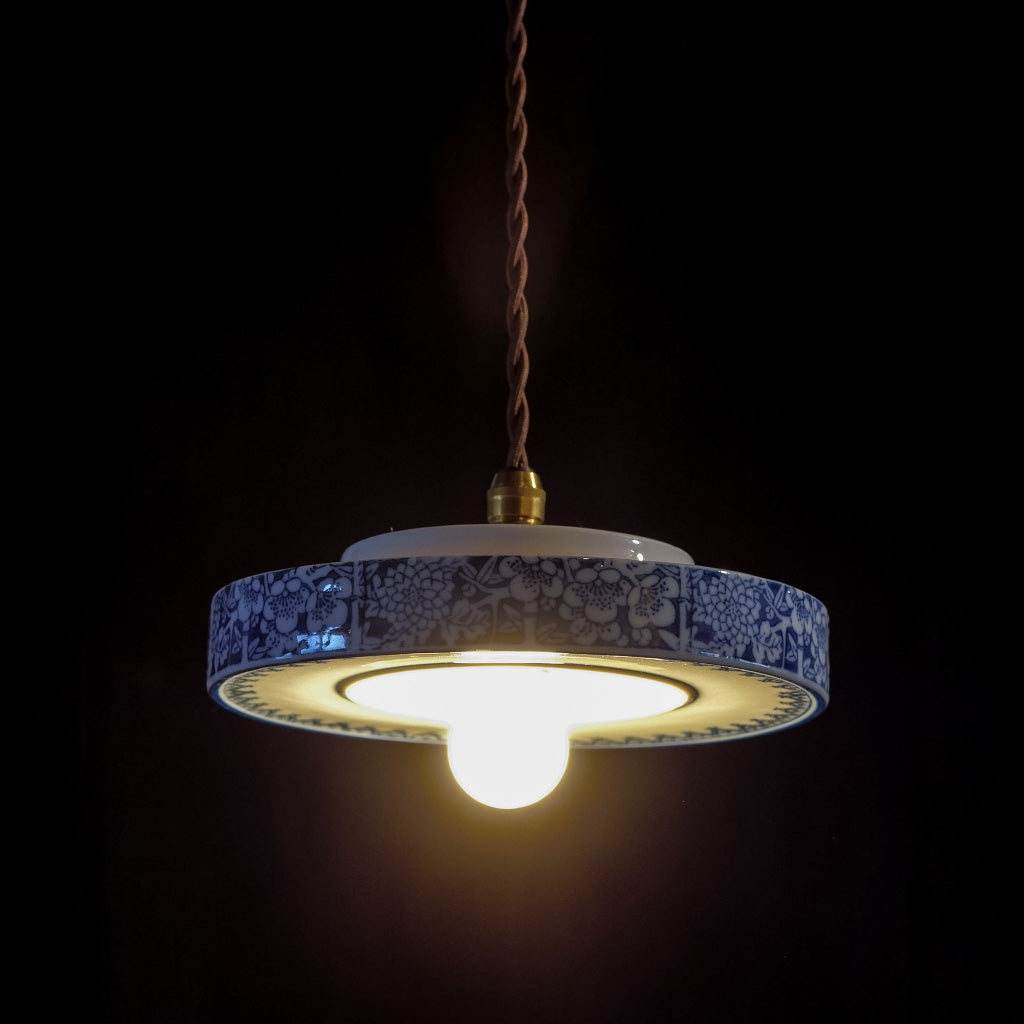 作地未詳｜花・竹文様｜染付｜ペンダントライト