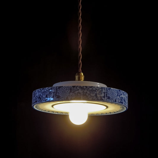 作地未詳｜花・竹文様｜染付｜ペンダントライト