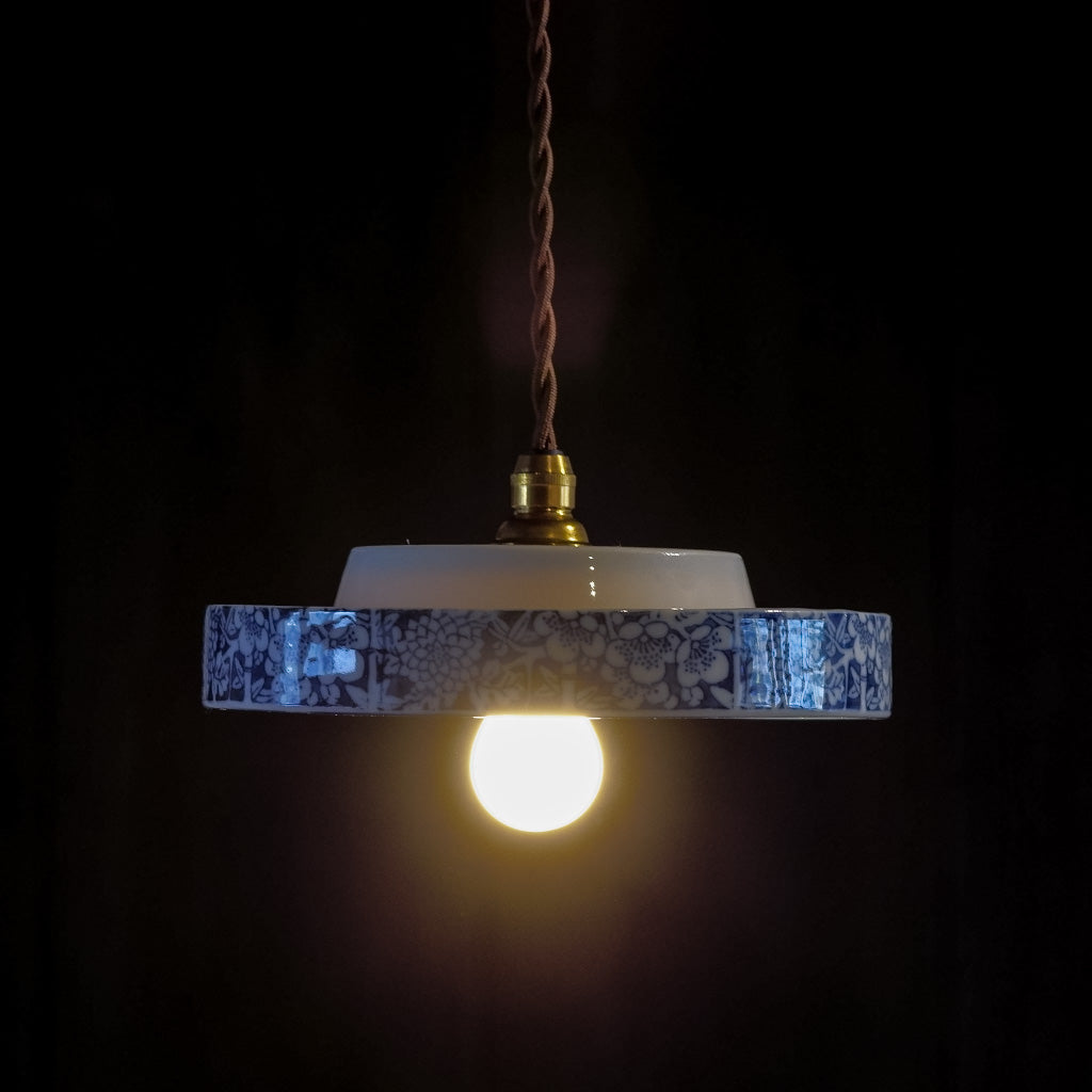 作地未詳｜花・竹文様｜染付｜ペンダントライト