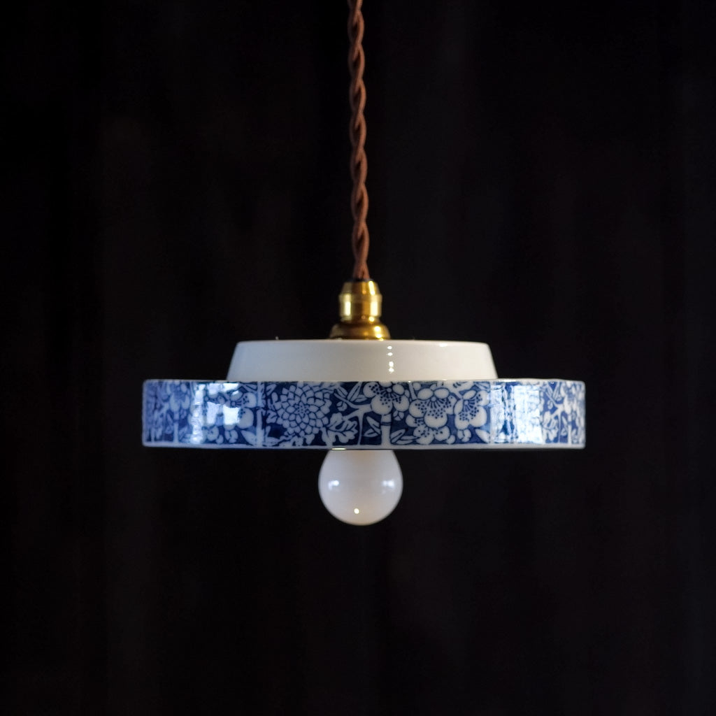 作地未詳｜花・竹文様｜染付｜ペンダントライト