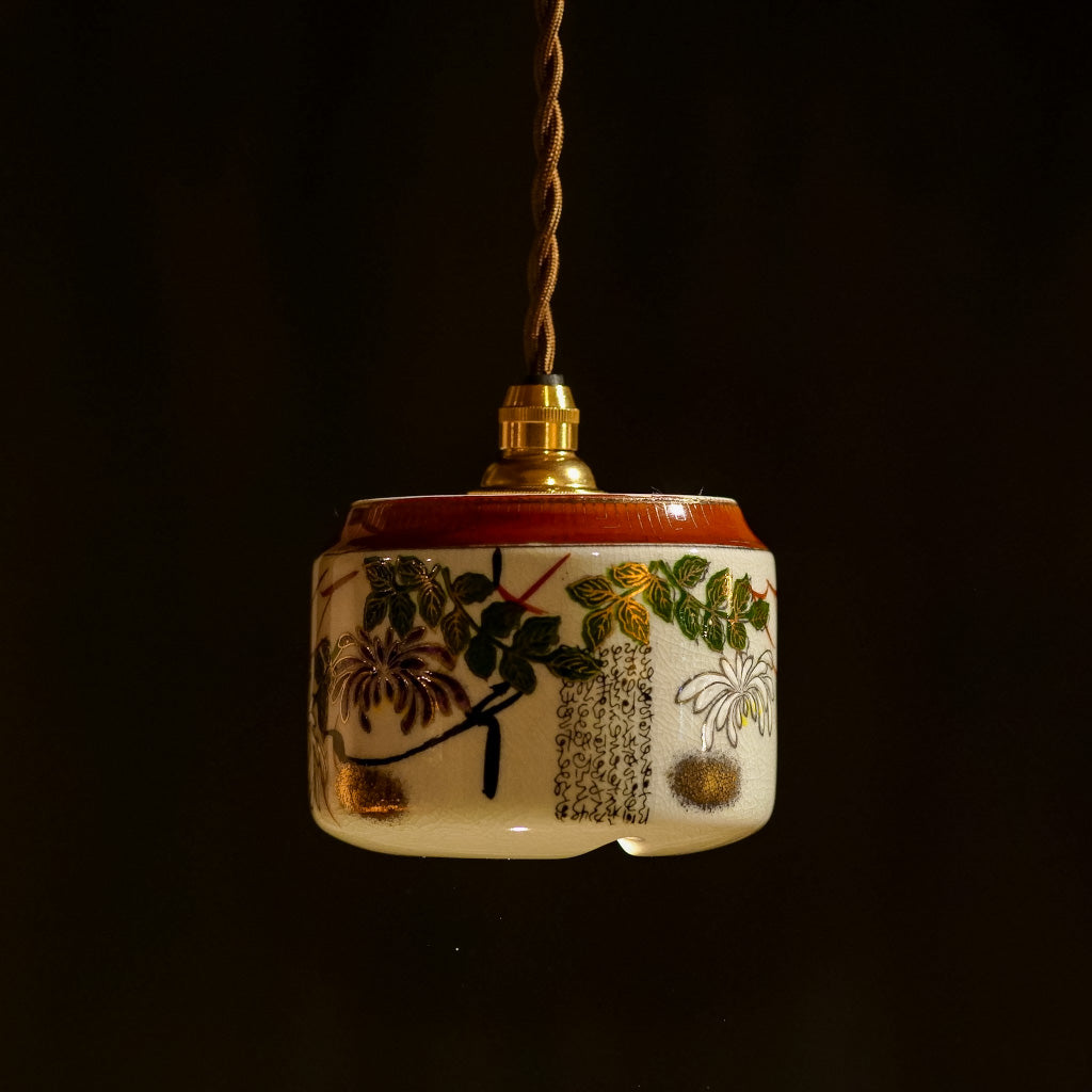 作地未詳｜九谷焼｜細字｜金彩｜ペンダントライト