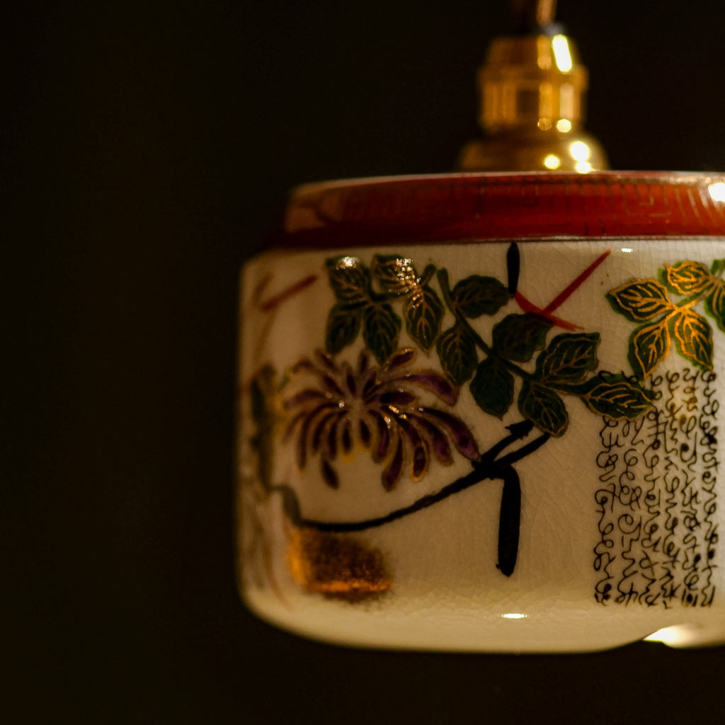 作地未詳｜九谷焼｜細字｜金彩｜ペンダントライト