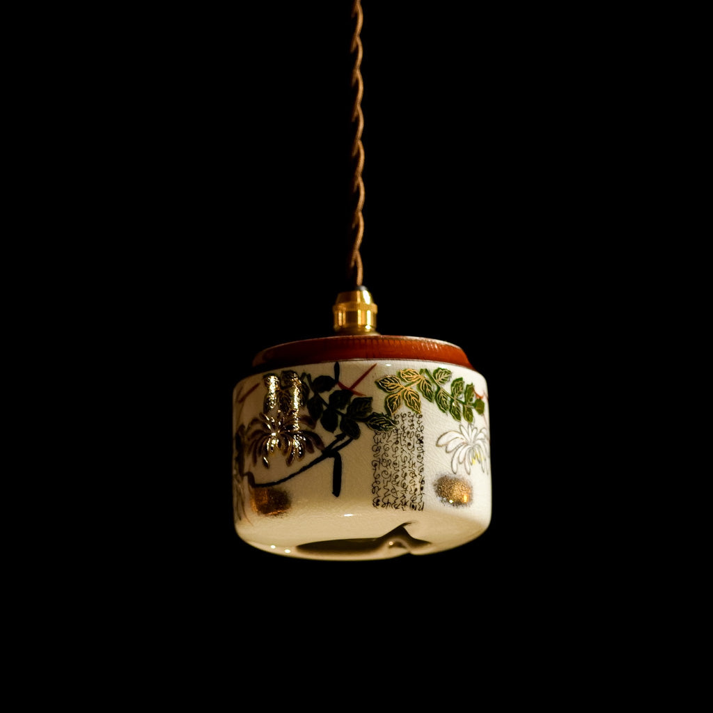 作地未詳｜九谷焼｜細字｜金彩｜ペンダントライト